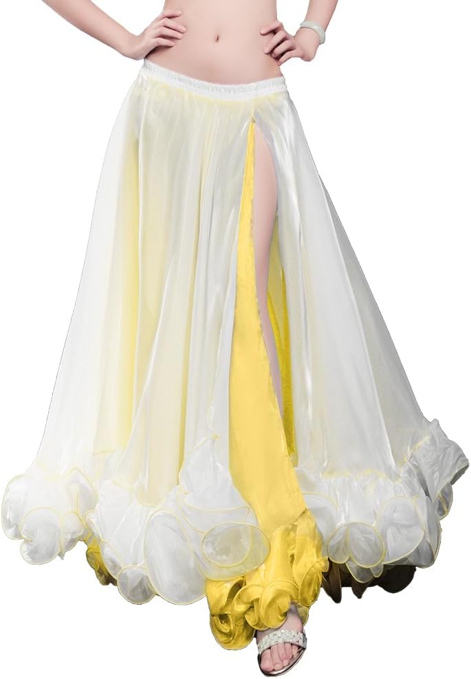 女性ベリーダンスフルサークルマキシスカートサイドスプリットロング